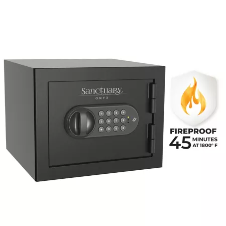 Sanctuary 0.5 cu Fireproof Onyx Electronic Lock for Home and Office Matte Black Home Safes