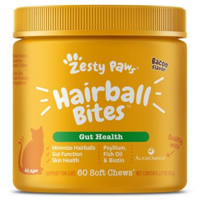 Zesty Paws Hairball Bites for Cats, Bacon, Cat Supplements, 60 ct.