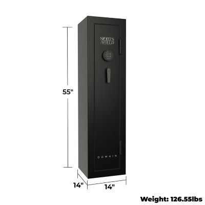 Image showing 8 th Sports Afield 6 Gun 3.44 cu. ft. Electronic/Key Lock Domain Fire Gun Safe, Black