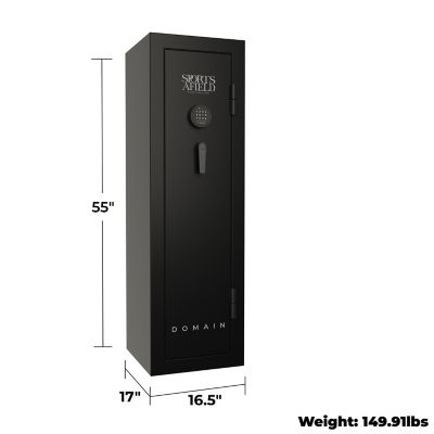 Image showing 8 th Sports Afield 12 Gun 5.51 cu. ft. Electronic/Key Lock Domain Fire Gun Safe, Black