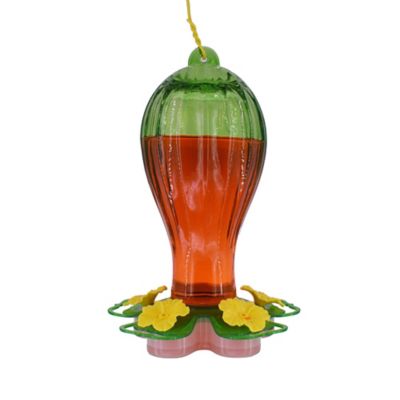 Image showing 5 th Royal Wing Ombre Glass Hummingbird Feeder, Green/Yellow, 25 oz. Capacity