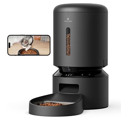 PetLibro Granary Wifi Stainless Steel 5 L Automatic Dog and Cat Feeder with Camera Monitoring, Black