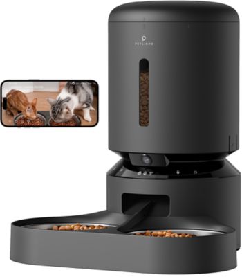 PetLibro Granary Wifi Stainless Steel Dual Food Tray 5 L. Automatic Dog and Cat Feeder with Camera Monitoring, Black