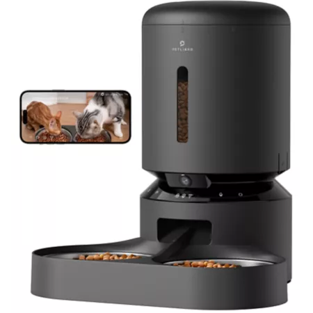 PetLibro Granary Wifi Double Food Tray in Stainless Steel 5 L Automatic Feeder for Dogs and Cats with Camera Monitoring Black Pet Automatic Feeders