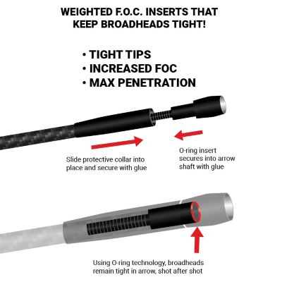Image showing  Friction Grip Insert Collars Inserts with O Ring and Arrow Weight Collars , 1 Dozen, 4.2mm, 77 grains