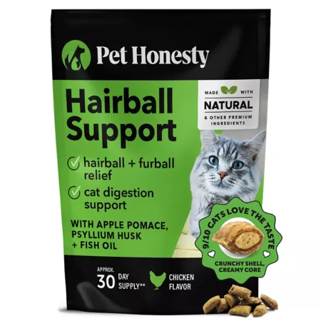 Pet Honesty Dual Textured Hairball Support Supplement for Cats Cat Hairball Treatment