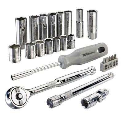 Zero Degree 25 pc. 3/8 in. Drive SAE Tool Set with gearless ratchet, 38130