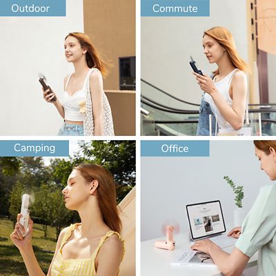 Image showing 5 th Jisulife Small Handheld 3 in 1 Hand Fan and Portable USB 2000mAh battery Rechargeable Pocket Fan, F8, White