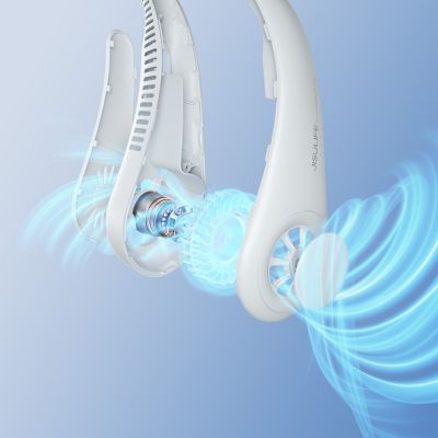 Image showing  Portable Neck Fan, 4000 mAh Rechargeable Battery Operated Wearable Personal Fan, Headphone Design, 3 Speeds, FA14, Grey