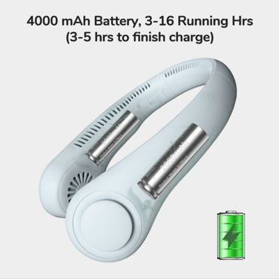 Image showing  Portable Neck Fan, 4000 mAh Rechargeable Battery Operated Wearable Personal Fan, Headphone Design, 3 Speeds, FA14, Grey