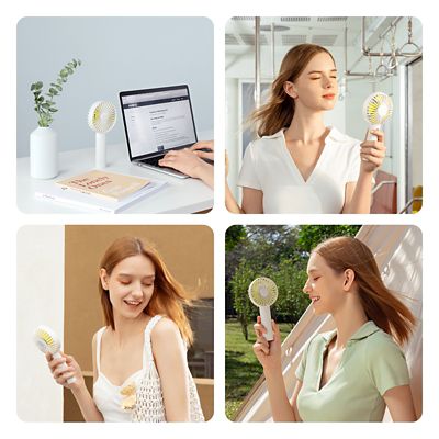 Image showing  Handheld Fan, Portable Small Fan with 3 Speeds, USB Rechargeable Hand Fan, Personal Fan Battery Operated, FA21, White