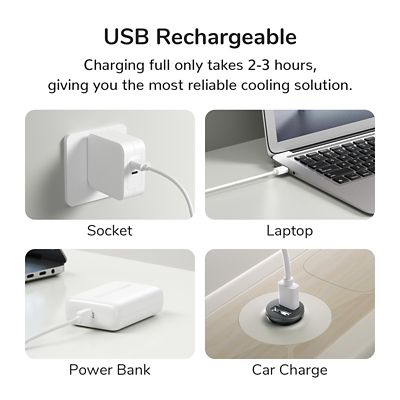 Image showing 5 th Jisulife Handheld Fan, Portable Small Fan with 3 Speeds, USB Rechargeable Hand Fan, Personal Fan Battery Operated, FA21, White