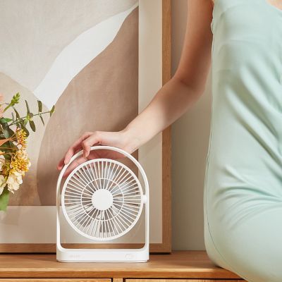 Image showing  Desk Fan 4000mAh Battery Operated Desktop Fan with 4 Speeds, Max 15 Hrs, Strong Airflow, Ultra Quiet, FA19, White