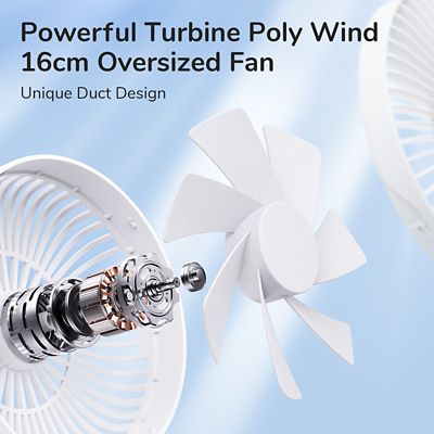 Image showing  Desk Fan 4000mAh Battery Operated Desktop Fan with 4 Speeds, Max 15 Hrs, Strong Airflow, Ultra Quiet, FA19, White