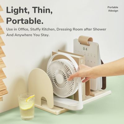Image showing  Desk Fan 4000mAh Battery Operated Desktop Fan with 4 Speeds, Max 15 Hrs, Strong Airflow, Ultra Quiet, FA19, White