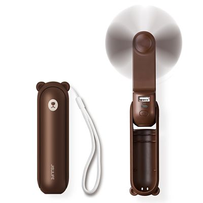Image showing  Small Handheld 3 in 1 Hand Fan and Portable USB 2000mAh battery Rechargeable Pocket Fan, F8, Brown