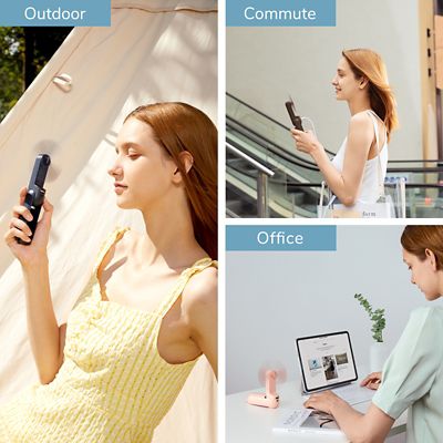 Image showing 5 th Jisulife Small Handheld 3 in 1 Hand Fan and Portable USB 2000mAh battery Rechargeable Pocket Fan, F8, Brown