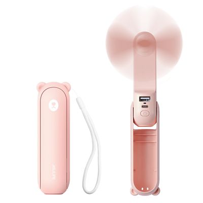 Image showing 7 th Jisulife Small Handheld 3 in 1 Hand Fan and Portable USB 2000mAh battery Rechargeable Pocket Fan, F8, Pink