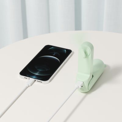 Image showing  Small Handheld 3 in 1 Hand Fan and Portable USB 2000mAh battery Rechargeable Pocket Fan, F8, Mint Green
