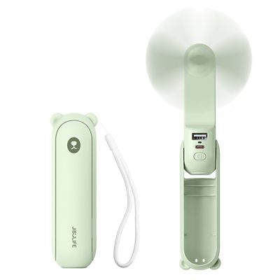 Image showing  Small Handheld 3 in 1 Hand Fan and Portable USB 2000mAh battery Rechargeable Pocket Fan, F8, Mint Green