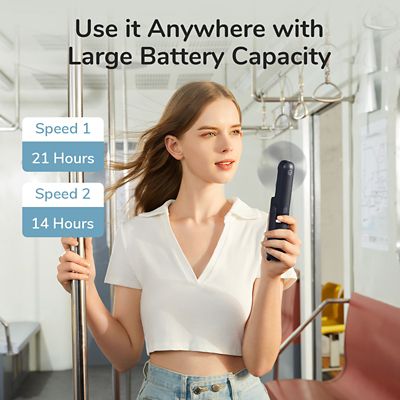 Image showing 5 th Jisulife Small Handheld 3 in 1 Hand Fan and Portable USB 2000mAh battery Rechargeable Pocket Fan, F8, Blue