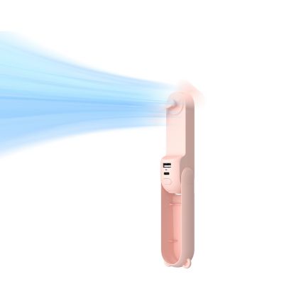 Image showing  Small Handheld 3 in 1 Hand Fan and Portable USB 4500mAh battery Rechargeable Pocket Fan, F8X, Pink