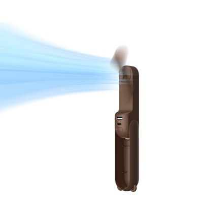 Image showing  Small Handheld 3 in 1 Hand Fan and Portable USB 4500mAh battery Rechargeable Pocket Fan, F8X, Brown