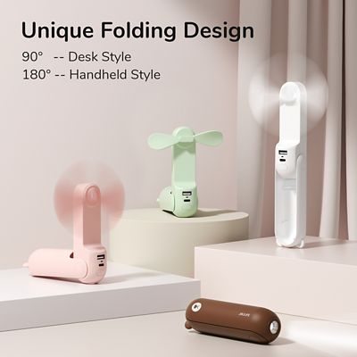 Image showing 5 th Jisulife Small Handheld 3 in 1 Hand Fan and Portable USB 4500mAh battery Rechargeable Pocket Fan, F8X, Green