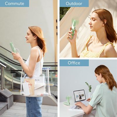Image showing 6 th Jisulife Small Handheld 3 in 1 Hand Fan and Portable USB 4500mAh battery Rechargeable Pocket Fan, F8X, Green