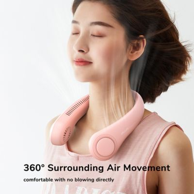Image showing  Portable Neck Fan, 4000 mAh Rechargeable Battery Operated Wearable Personal Fan, Headphone Design, 3 Speeds, FA14, Pink