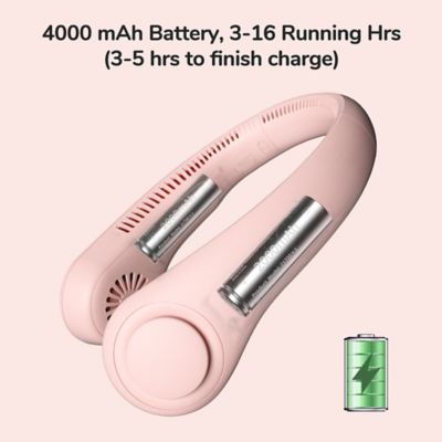 Image showing  Portable Neck Fan, 4000 mAh Rechargeable Battery Operated Wearable Personal Fan, Headphone Design, 3 Speeds, FA14, Pink