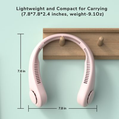 Image showing  Portable Neck Fan, 4000 mAh Rechargeable Battery Operated Wearable Personal Fan, Headphone Design, 3 Speeds, FA14, Pink