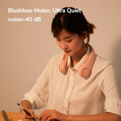 Image showing 6 th Jisulife Portable Neck Fan, 4000 mAh Rechargeable Battery Operated Wearable Personal Fan, Headphone Design, 3 Speed, FA14, Pink