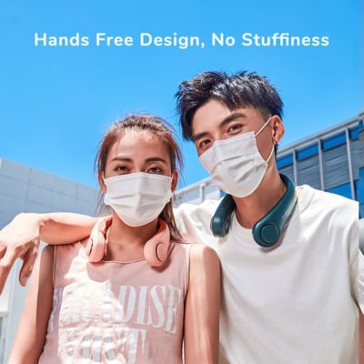 Image showing 5 th Jisulife Portable Neck Fan, 4000 mAh Rechargeable Battery Operated Wearable Personal Fan, Headphone Design, 3 Speed, Dark Green