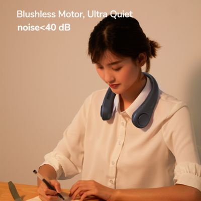 Image showing 5 th Jisulife Portable Neck Fan, 4000 mAh Rechargeable Battery Operated Wearable Personal Fan, Headphone Design, 3 Speeds, Dark Blue