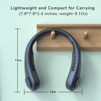 Image showing 6 th Jisulife Portable Neck Fan, 4000 mAh Rechargeable Battery Operated Wearable Personal Fan, Headphone Design, 3 Speeds, Dark Blue