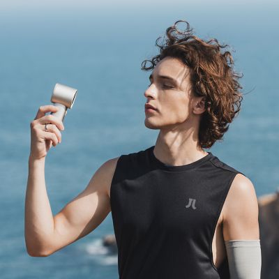 Image showing  Portable Handheld Fan, Adjustable, 5000mAh Battery with Metal Body, Digital Display, FA53PRO1S, Light Brown