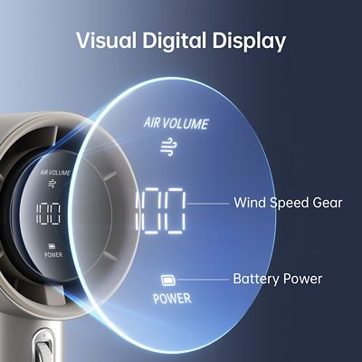 Image showing 7 th Jisulife Portable Handheld Fan, Adjustable, 5000mAh Battery with Metal Body, Digital Display, FA53PRO1S, Light Brown