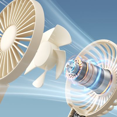 Image showing  Handheld Fan, Portable Small Fan with 3 Speeds, USB Rechargeable Hand Fan, Personal Fan Battery Operated, Light Brown