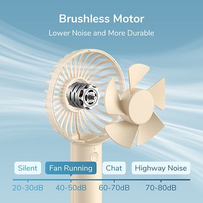 Image showing  Handheld Fan, Portable Small Fan with 3 Speeds, USB Rechargeable Hand Fan, Personal Fan Battery Operated, Light Brown