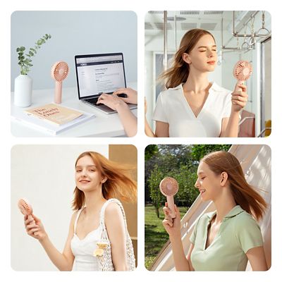Image showing 5 th Jisulife Handheld Fan, Portable Small Fan with 3 Speeds, USB Rechargeable Hand Fan, Personal Fan Battery Operated, FA21, Pink