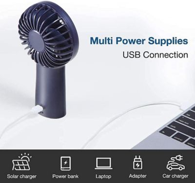 Image showing  Handheld Mini Fan, 20Hrs Cooling, USB Rechargeable 4000mAh Portable Fan, Battery Operated Hand Fan, F2B, Blue