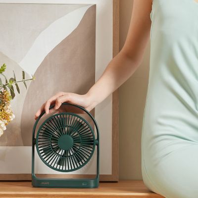 Image showing  Desk Fan 4000mAh Battery Operated Desktop Fan with 4 Speeds, Max 15 Hrs, Strong Airflow, Ultra Quiet, FA19, Green