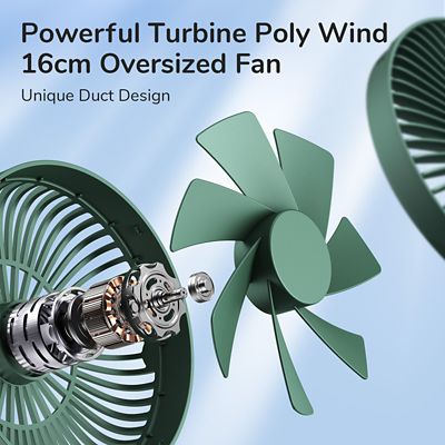 Image showing  Desk Fan 4000mAh Battery Operated Desktop Fan with 4 Speeds, Max 15 Hrs, Strong Airflow, Ultra Quiet, FA19, Green