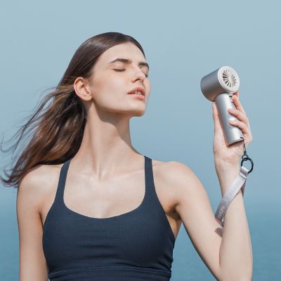 Image showing  Portable Handheld Fan, Adjustable Turbo Mini Fan, 3600mAh Battery Rechargeable personal Fan, Digital Display, White