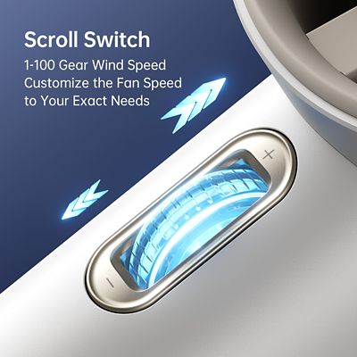 Image showing 5 th Jisulife Portable Handheld Fan, Adjustable Turbo Mini Fan, 3600mAh Battery Rechargeable personal Fan, Digital Display, White