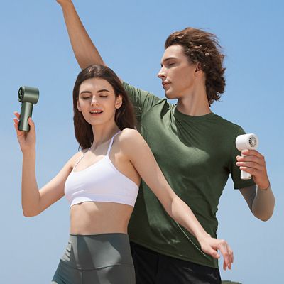 Image showing 9 th Jisulife Portable Handheld Fan, Adjustable Turbo Mini Fan, 3600mAh Battery Rechargeable personal Fan, Digital Display, White