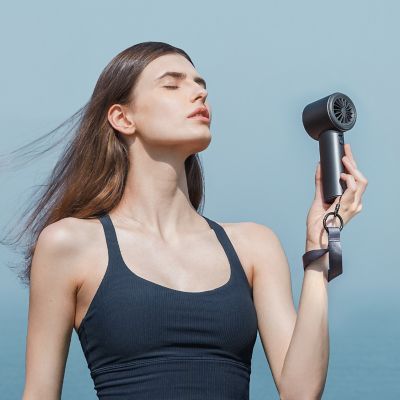 Image showing  Portable Handheld Fan, Adjustable Turbo Mini Fan, 3600mAh Battery Rechargeable personal Fan, Digital Display, Blue