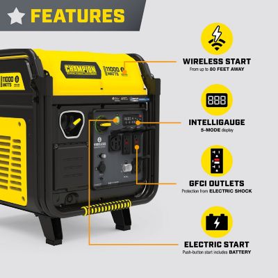 Image showing 3 th Champion Power Equipment 11,000/9,000-Watt Gasoline Powered Home Backup Portable Inverter Generator, Wireless Start, CO Shield