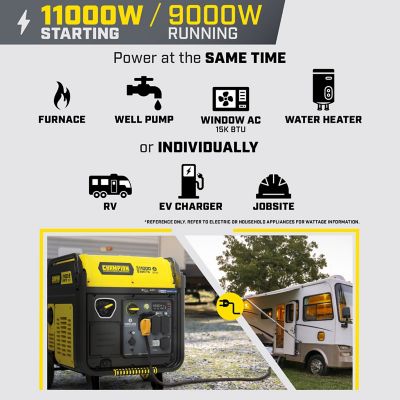 Image showing 4 th Champion Power Equipment 11,000/9,000-Watt Gasoline Powered Home Backup Portable Inverter Generator, Wireless Start, CO Shield